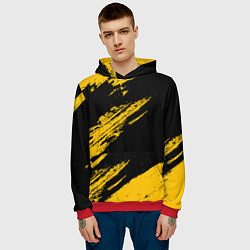 Толстовка-худи мужская BLACK AND YELLOW GRUNGE ГРАНЖ, цвет: 3D-красный — фото 2