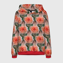 Толстовка-худи мужская Нежные розы паттерн, цвет: 3D-красный