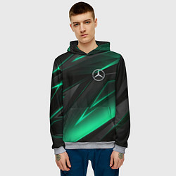 Толстовка-худи мужская MERCEDES-BENZ AMG NEON STRIPES PETRONAS, цвет: 3D-меланж — фото 2