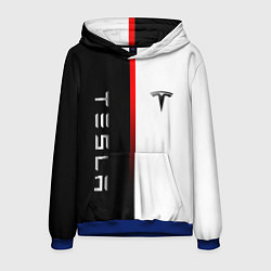 Толстовка-худи мужская ТЕСЛА -TESLA КРАСНАЯ ЛИНИЯ МИНИМАЛИЗМ, цвет: 3D-синий