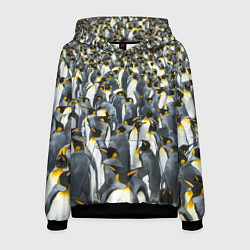 Толстовка-худи мужская Пингвины Penguins, цвет: 3D-черный