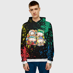 Толстовка-худи мужская Мультфильм Южный парк персонажи South Park, цвет: 3D-белый — фото 2