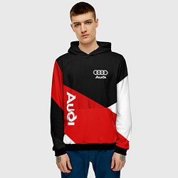 Толстовка-худи мужская Audi Ауди Черный Красный Белый, цвет: 3D-черный — фото 2