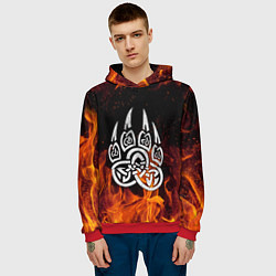Толстовка-худи мужская РУНЫ ВЕЛЕС ОГОНЬ, цвет: 3D-красный — фото 2