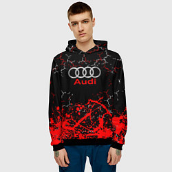 Толстовка-худи мужская AUDI АУДИ брызги, цвет: 3D-черный — фото 2
