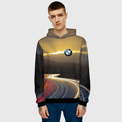 Толстовка-худи мужская BMW Night route, цвет: 3D-черный — фото 2