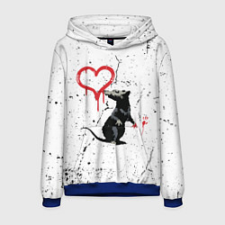 Толстовка-худи мужская BANKSY БЭНКСИ крыса, цвет: 3D-синий