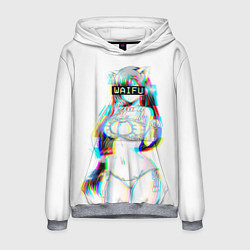 Толстовка-худи мужская Кошкодевочка Waifu, цвет: 3D-меланж