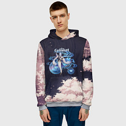 Толстовка-худи мужская Genshin Impact - Kamisato Ayato, цвет: 3D-меланж — фото 2