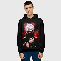 Толстовка-худи мужская Tokyo Ghoul Токийский Гуль Who am I, цвет: 3D-черный — фото 2