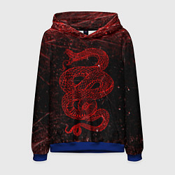Толстовка-худи мужская Красная Змея Red Snake Глитч, цвет: 3D-синий