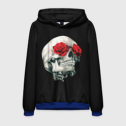Толстовка-худи мужская Череп Розы, цвет: 3D-синий