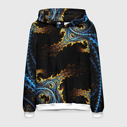 Толстовка-худи мужская Огненные фракталы 3d, цвет: 3D-белый