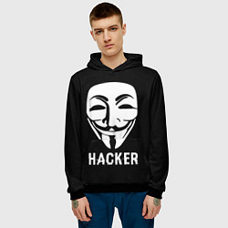 Толстовка-худи мужская HACKER Маска V, цвет: 3D-черный — фото 2