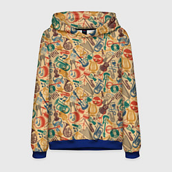 Толстовка-худи мужская Инструменты Музыкальные, цвет: 3D-синий