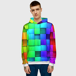 Толстовка-худи мужская Color geometrics pattern Vanguard, цвет: 3D-белый — фото 2
