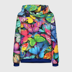 Толстовка-худи мужская Стая бабочек Pattern, цвет: 3D-синий