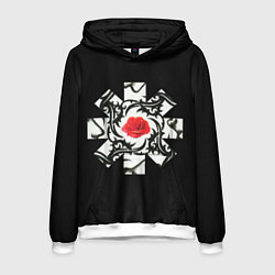Толстовка-худи мужская RHCP Logo Red Rose, цвет: 3D-белый