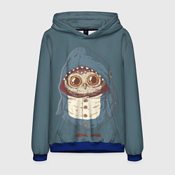 Толстовка-худи мужская Совушка-в костюме акулы, цвет: 3D-синий