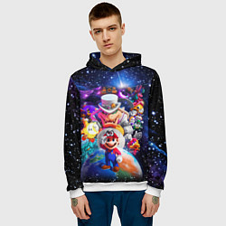 Толстовка-худи мужская Super Mario Odyssey Space Video game, цвет: 3D-белый — фото 2