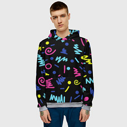 Толстовка-худи мужская Neon color pattern Fashion 2032, цвет: 3D-меланж — фото 2