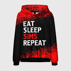 Толстовка-худи мужская Eat Sleep Sims Repeat Краска, цвет: 3D-черный