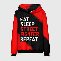 Толстовка-худи мужская Eat Sleep Street Fighter Repeat Краска, цвет: 3D-черный