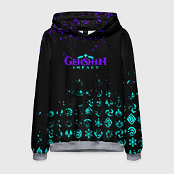 Мужская толстовка GENSHIN NEON PATTERN SYMBOL НЕОН ЭМБЛЕМЫ