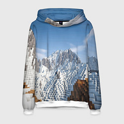 Толстовка-худи мужская Minecraft Mountains Video game, цвет: 3D-белый