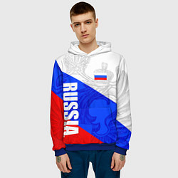 Толстовка-худи мужская RUSSIA - SPORTWEAR - ТРИКОЛОР, цвет: 3D-синий — фото 2