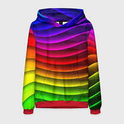 Толстовка-худи мужская Color line neon pattern Abstraction Summer 2023, цвет: 3D-красный