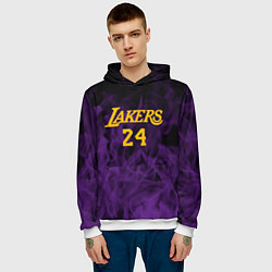 Толстовка-худи мужская Lakers 24 фиолетовое пламя, цвет: 3D-белый — фото 2