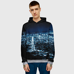 Толстовка-худи мужская Ночной город night city, цвет: 3D-меланж — фото 2