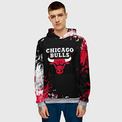 Толстовка-худи мужская Чикаго Буллз Chicago Bulls Огонь, цвет: 3D-меланж — фото 2