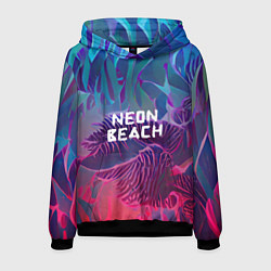 Толстовка-худи мужская Neon beach, цвет: 3D-черный