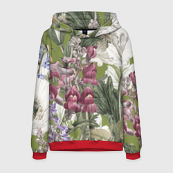 Толстовка-худи мужская Цветы Ностальгический Весенний Узор, цвет: 3D-красный