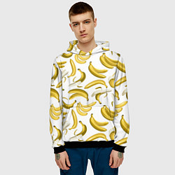 Толстовка-худи мужская Кругом бананы, цвет: 3D-черный — фото 2
