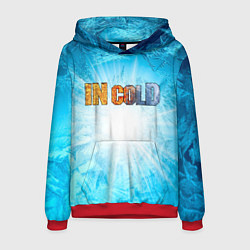 Толстовка-худи мужская IN COLD horizontal logo with blue ice, цвет: 3D-красный