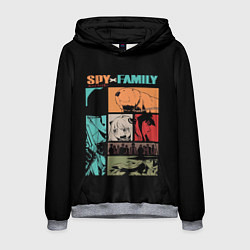 Толстовка-худи мужская SPY X FAMILY СЕМЬЯ ШПИОНА ВСЕ, цвет: 3D-меланж