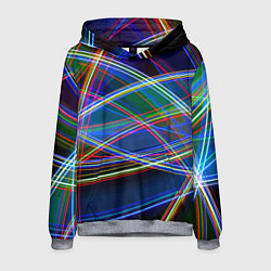 Толстовка-худи мужская Разноцветные неоновые линии Абстракция Multicolore, цвет: 3D-меланж