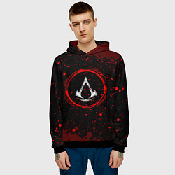 Толстовка-худи мужская Символ Assassins Creed и краска вокруг на темном ф, цвет: 3D-черный — фото 2