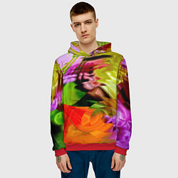 Толстовка-худи мужская Разноцветная абстрактная композиция Лето Multi-col, цвет: 3D-красный — фото 2