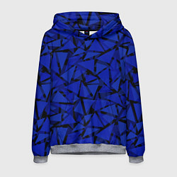 Толстовка-худи мужская Синие треугольники-геометрический узор, цвет: 3D-меланж