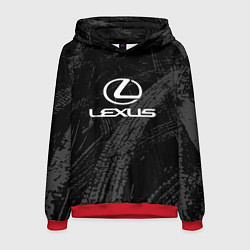 Толстовка-худи мужская Lexus - следы шин, цвет: 3D-красный