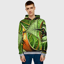 Толстовка-худи мужская Растительный абстрактный фрактальный паттерн Veget, цвет: 3D-меланж — фото 2