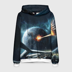 Толстовка-худи мужская Stellaris взрыв звезды лучом с космического корабл, цвет: 3D-белый