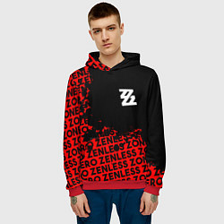 Толстовка-худи мужская Zenless Zone Zero капля арт, цвет: 3D-красный — фото 2