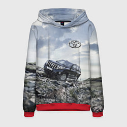 Толстовка-худи мужская Toyota Land Cruiser Prado на скальных камнях Mount, цвет: 3D-красный