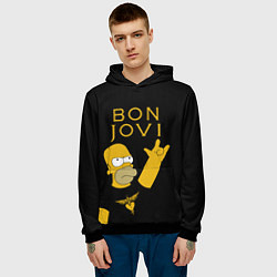 Толстовка-худи мужская Bon Jovi Гомер Симпсон Рокер, цвет: 3D-черный — фото 2
