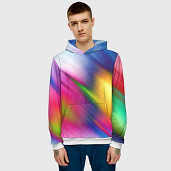 Толстовка-худи мужская Абстрактный разноцветный текстурированный фон, цвет: 3D-белый — фото 2